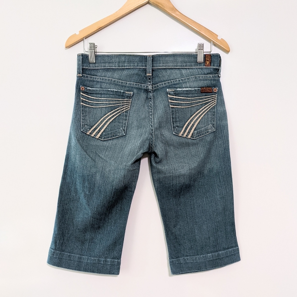 7FAMK Bermuda Jean Faded Blue Knee-Length Fitting Jeans Shorts Size 26